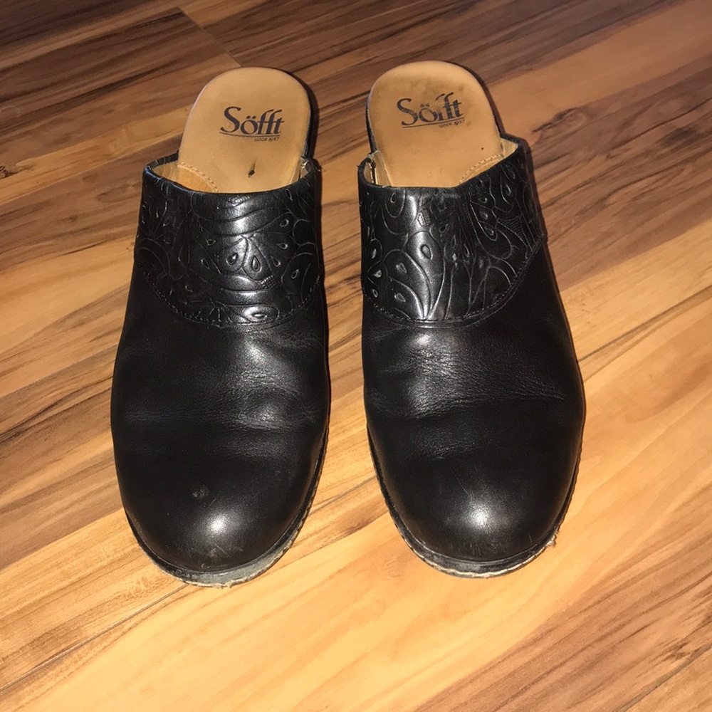 Black leather heels